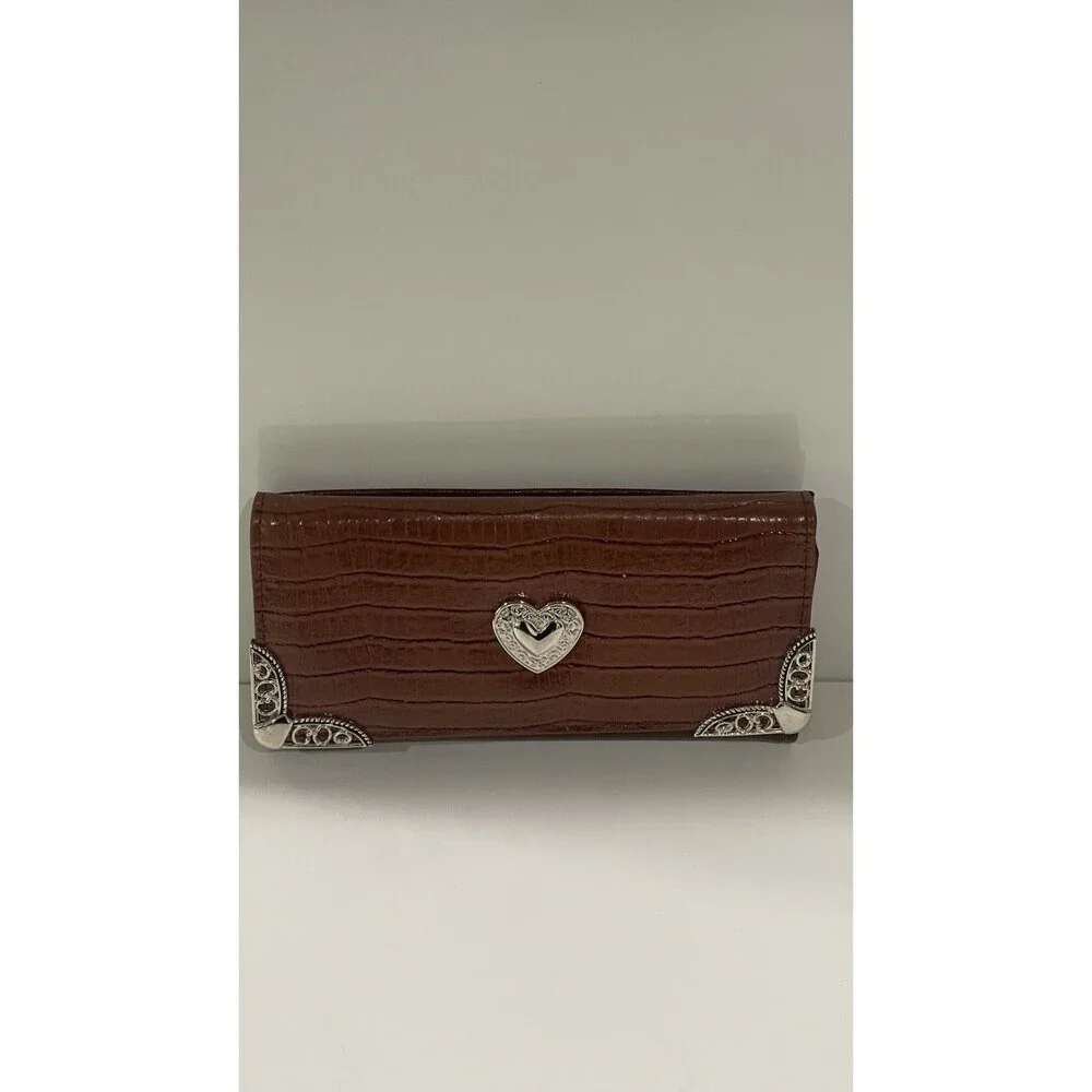 Vintage Women's Tri-Fold Leather Wallet NWT Brown Leather